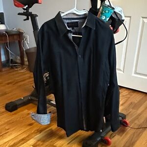 Men's Black Shirt Jacket with Checkered Lining